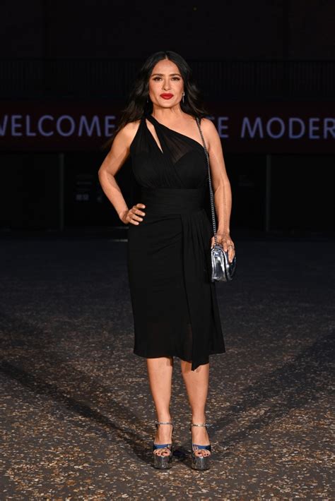 Salma Hayek Gets Soaring in Metallic Heels for Gucci Cruise 